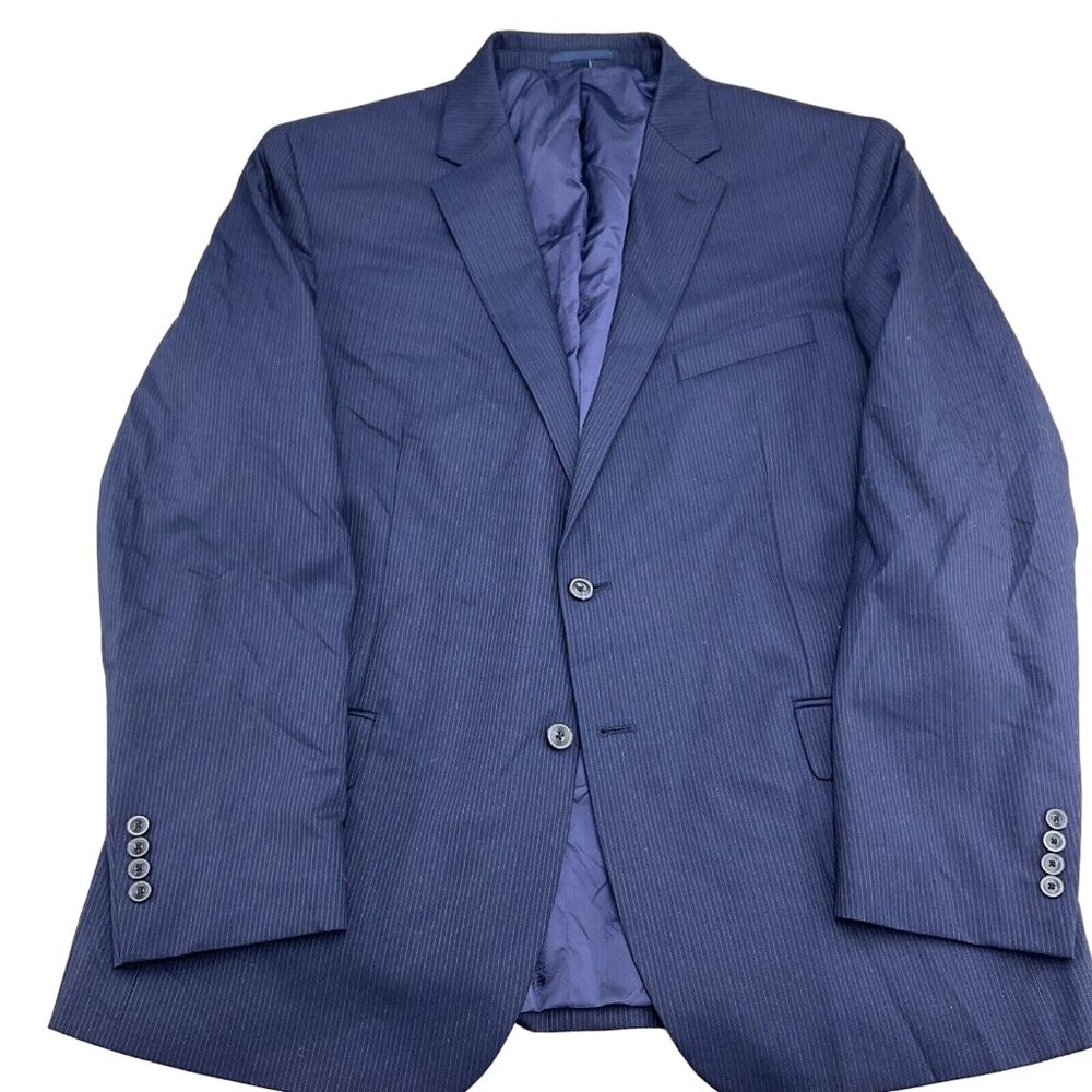 Jos A Bank 1905 Blazer Men 48R Blue‎ Pinstripe Slim Fit Nylon Wool Jacket